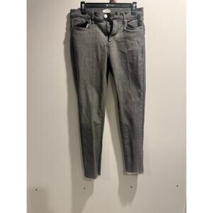 LOFT Outlet Gray Skinny Jeans Raw Hem Women’s Size 6 Stretch Denim